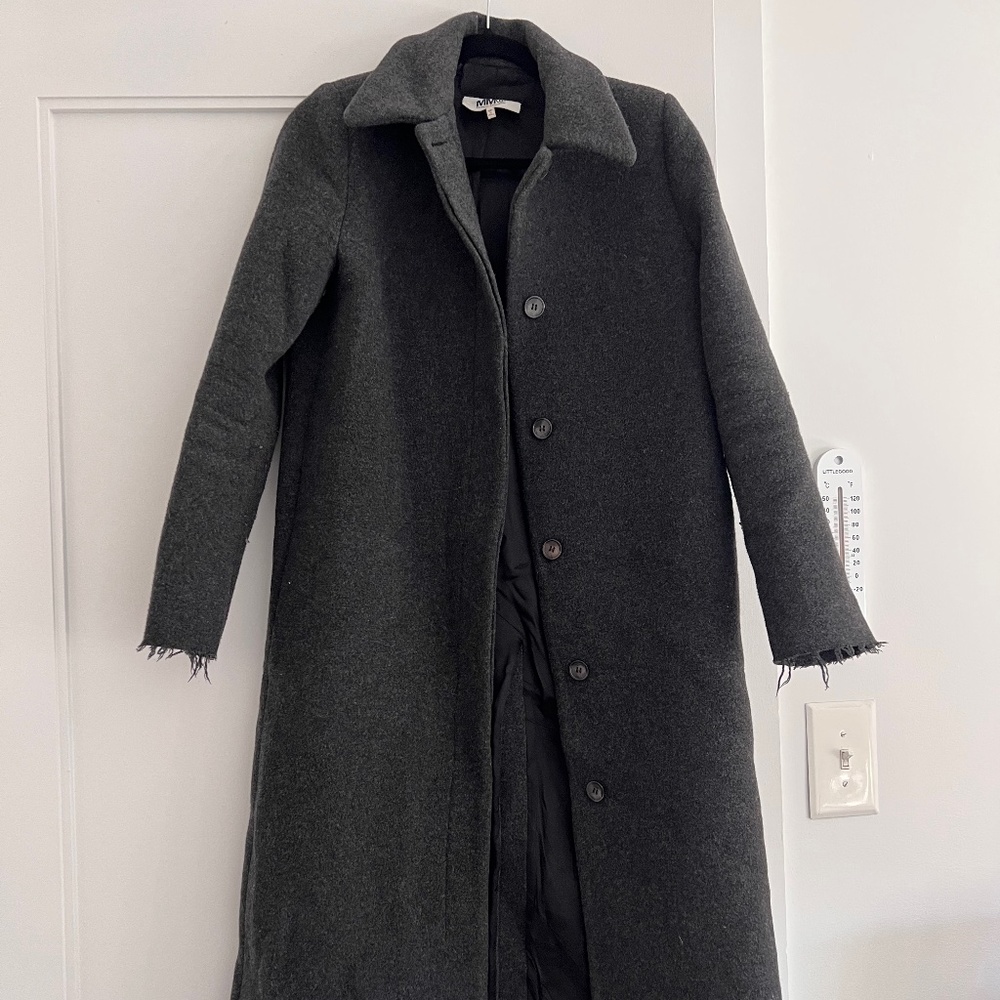 MM6 MAISON MARGIELA GREY WOOL LONG COAT